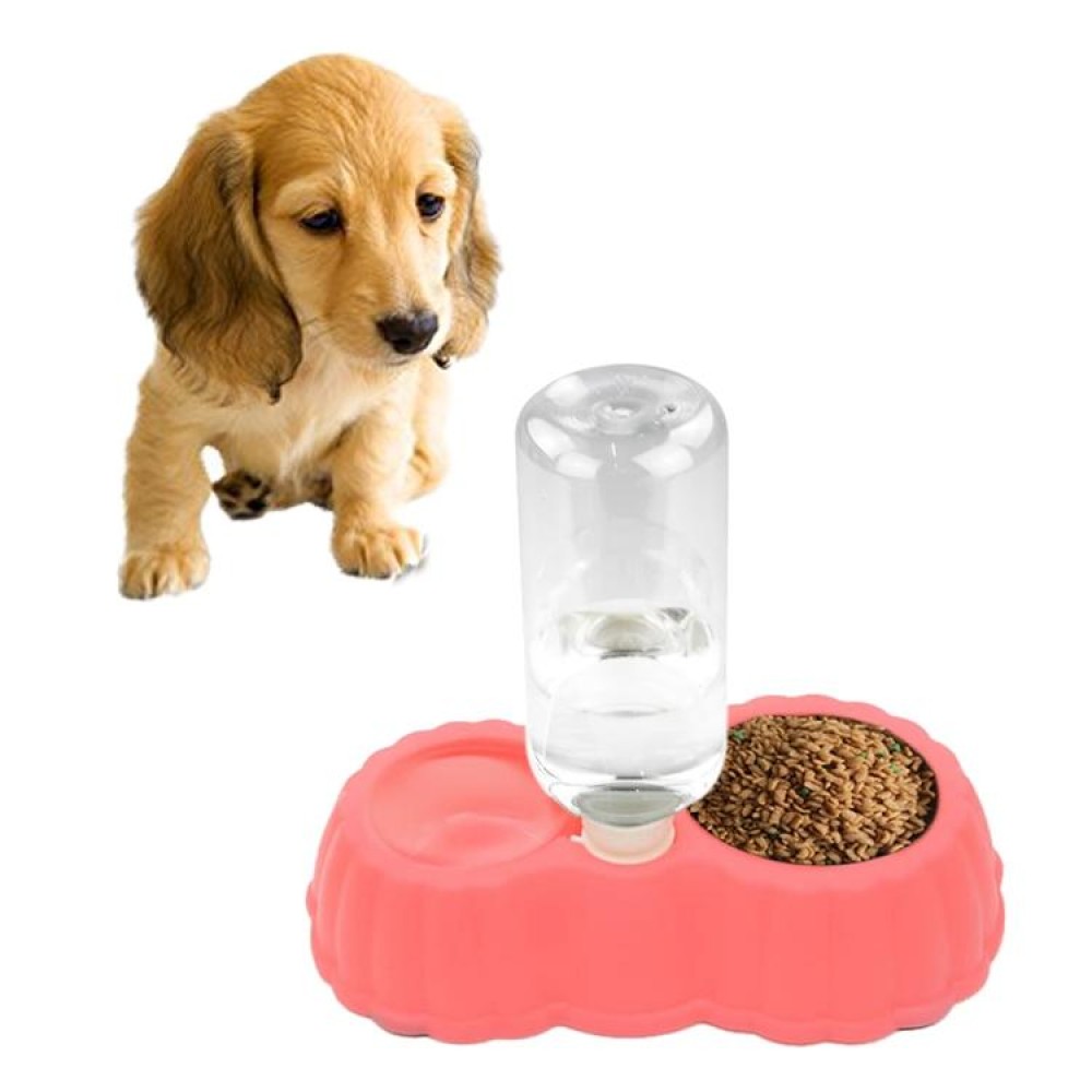 Pumpkin Shape Dog Cat Food Dish + Drinking Water Double Bowls with Automatic Water Dispenser, Size: S(Magenta)