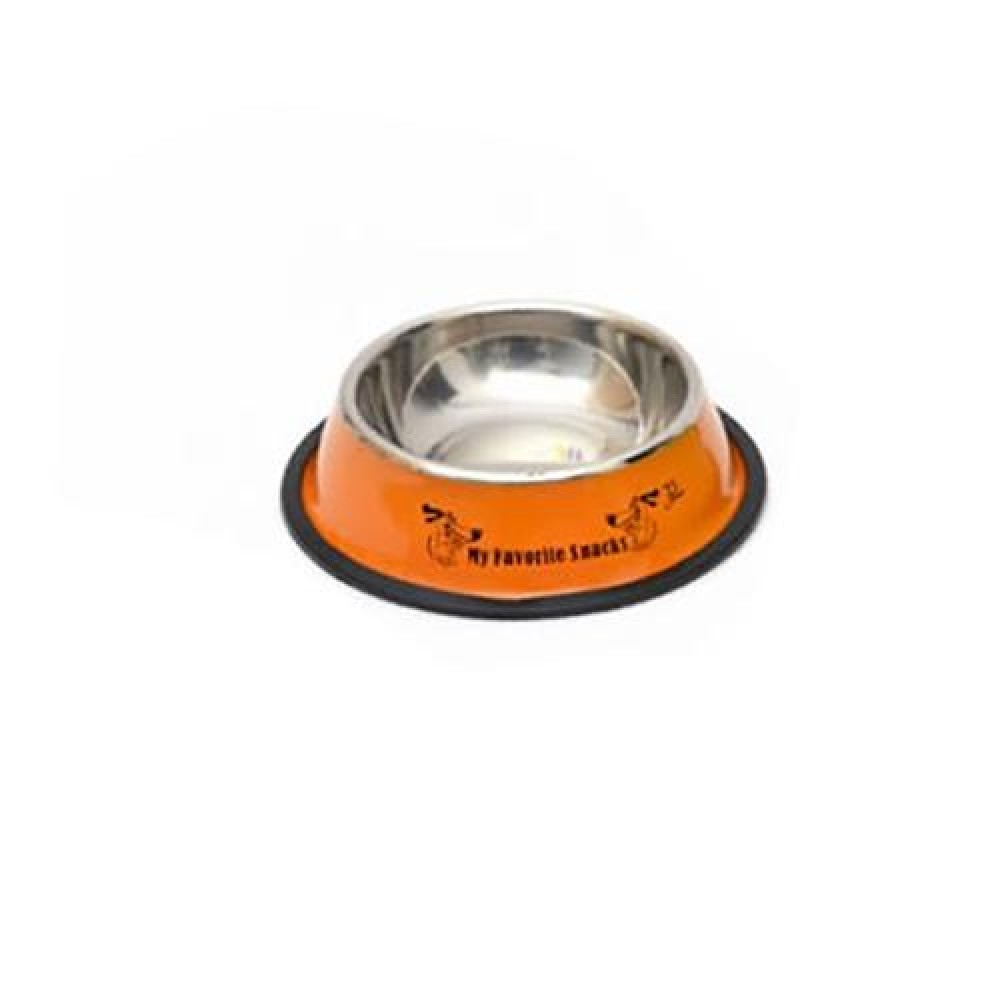 Stainless Steel Bowls, Anti-slip Colorful Paint Printed Pets Bowls, Bowl Diameter: 25.5 cm, Bowl Bottom Diameter: 32.5 cm(Orange)