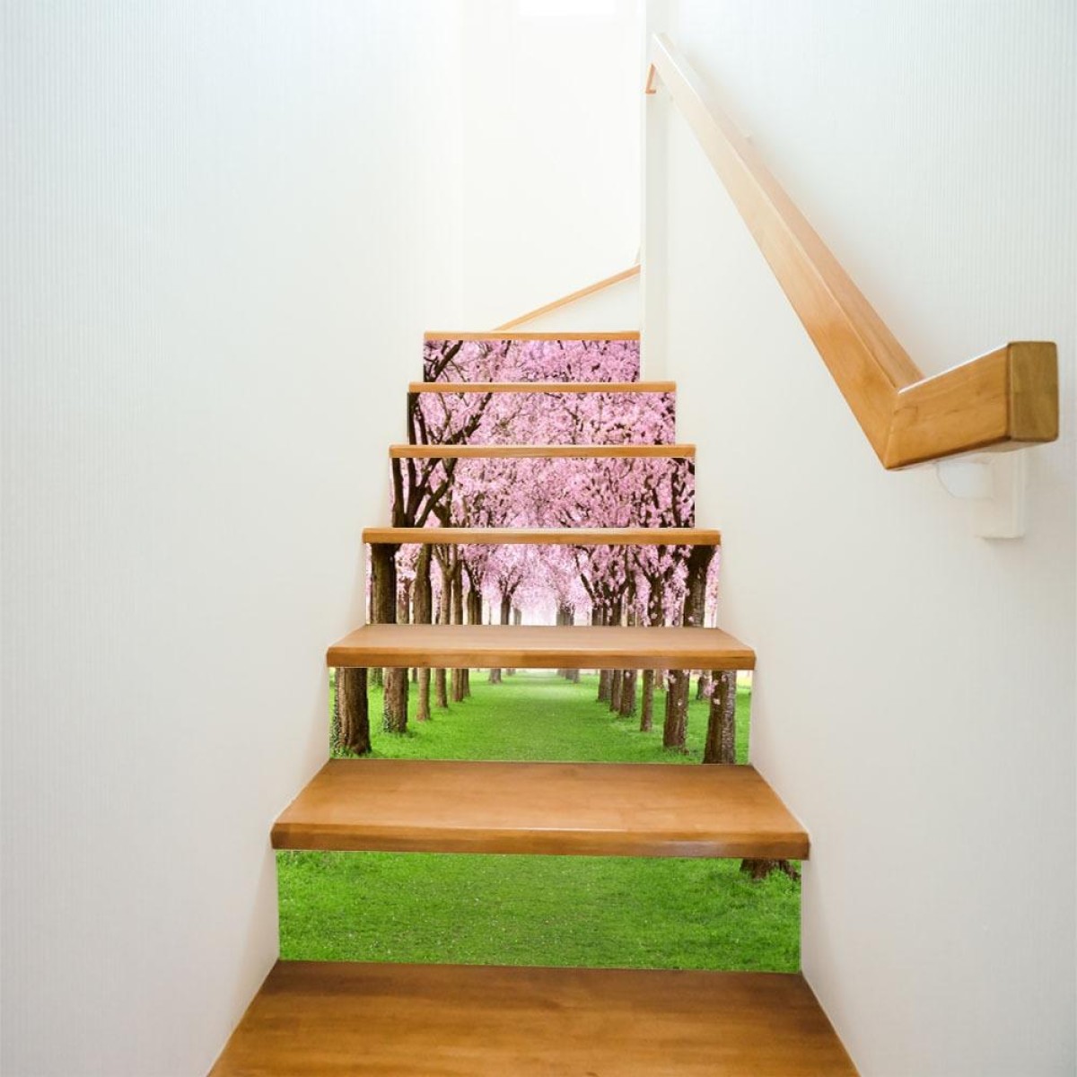 6pcs / Set DIY Creative Cherry Tree Beautiful Scenery Street Stairs Sticker Home Decoration, Size: 18*100cm