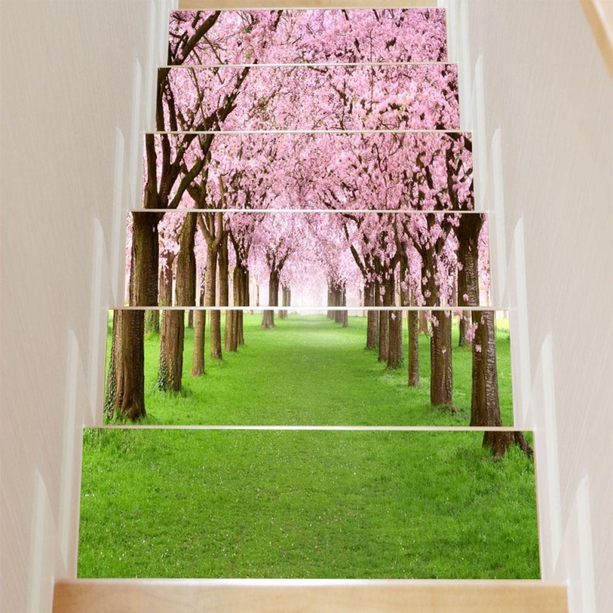 6pcs / Set DIY Creative Cherry Tree Beautiful Scenery Street Stairs Sticker Home Decoration, Size: 18*100cm