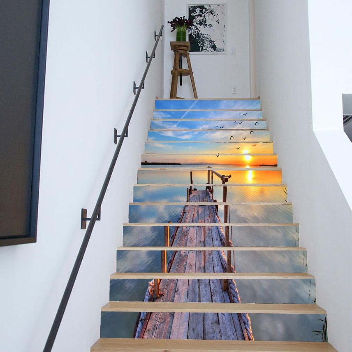 13pcs / Set DIY Creative Silent Sea Stairs Sticker Home Decoration, Size: 18*100cm