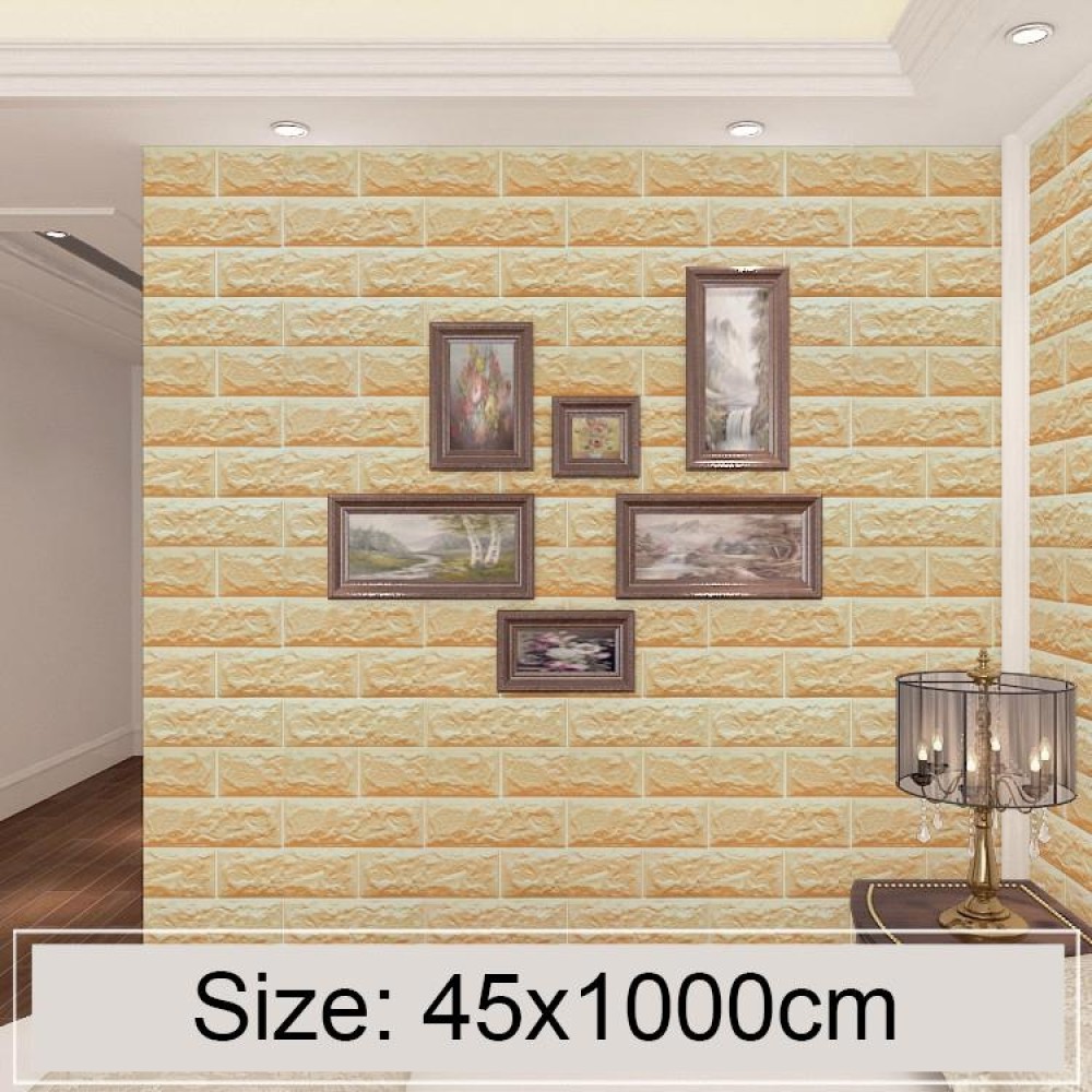 Creative 3D Gold Brick Stone Brick Decoration Wallpaper Stickers Bedroom Living Room Wall Waterproof Wallpaper Roll, Size: 45 x 1000cm