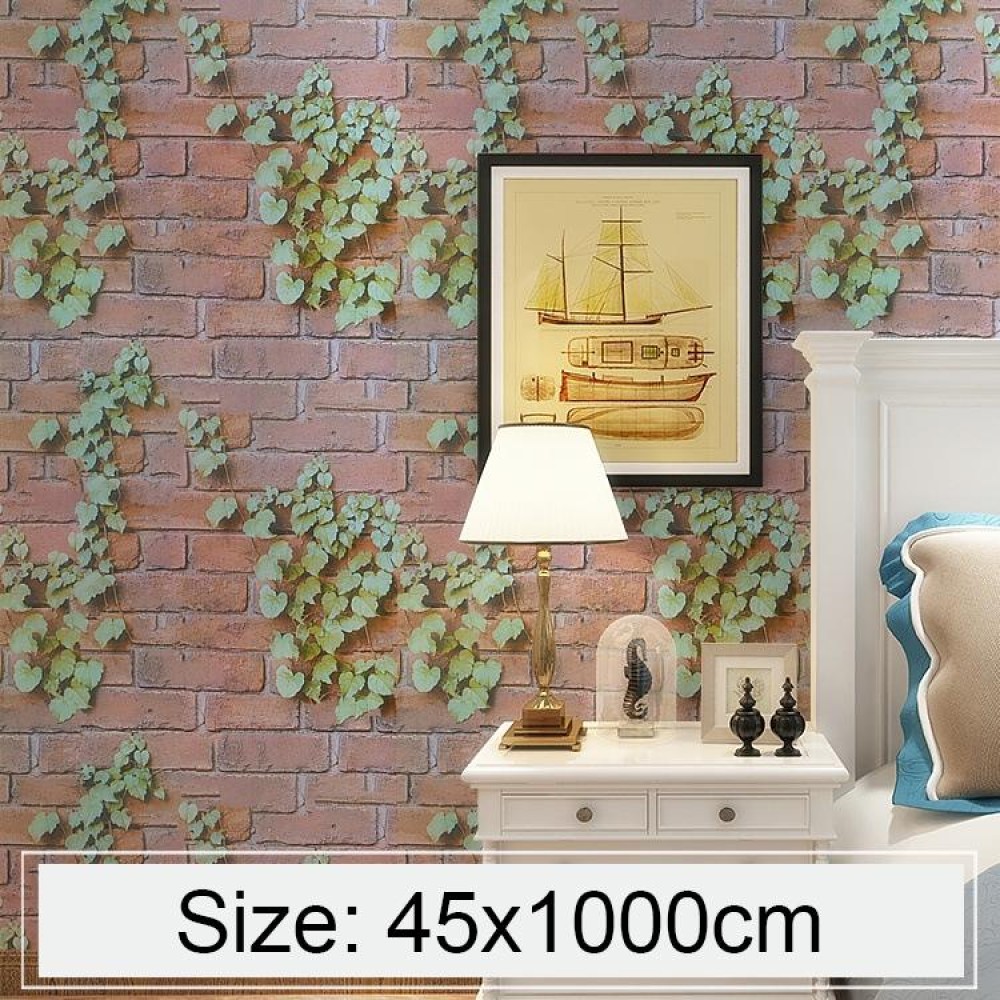 Creative 3D Parthenocissus Stone Brick Decoration Wallpaper Stickers Bedroom Living Room Wall Waterproof Wallpaper Roll, Size: 45 x 1000cm