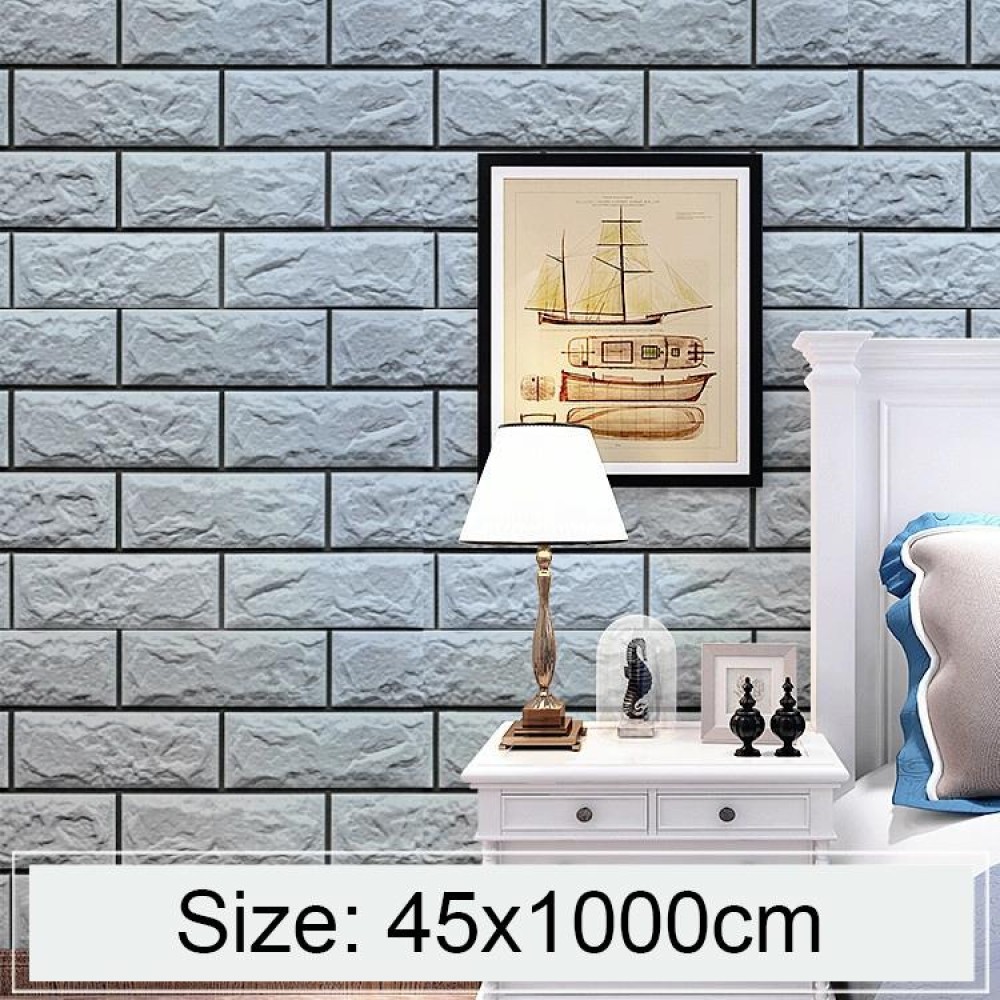 Silver Grey Brick Creative 3D Stone Brick Decoration Wallpaper Stickers Bedroom Living Room Wall Waterproof Wallpaper Roll, Size: 45 x 1000cm