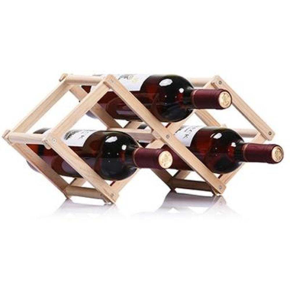 3 Bottles Racks Foldable Wine Stand Wooden Wine Holder Kitchen Bar Display Shelf(Wood)