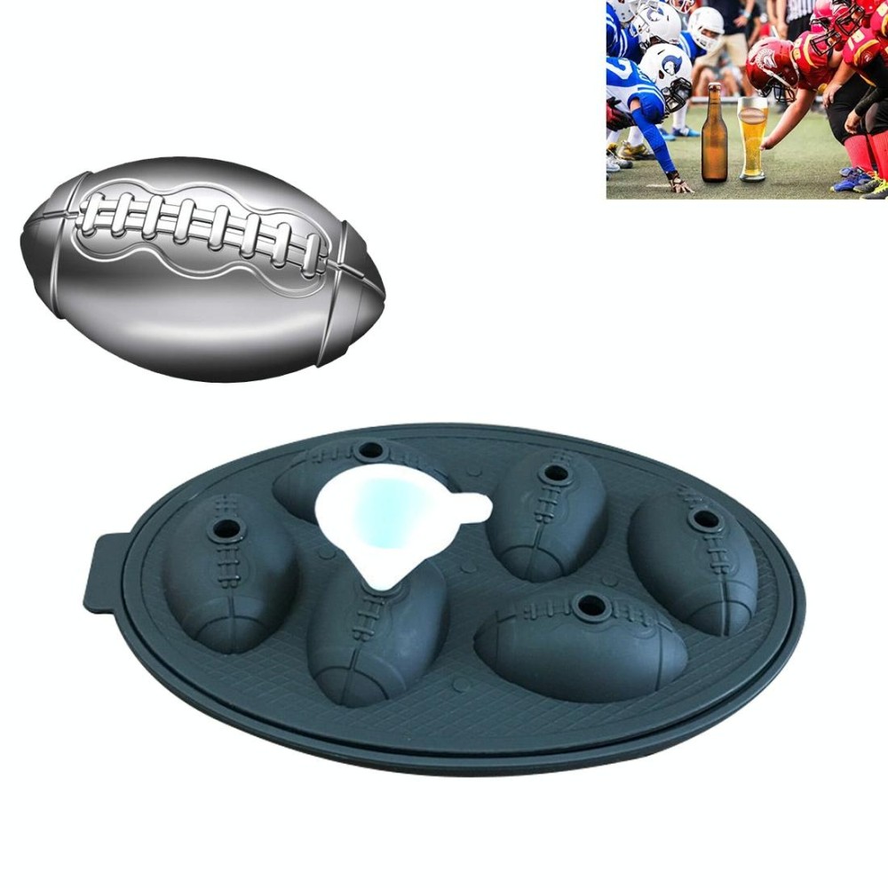Rugby Shape 3D Ice Cube Mold Maker Bar Party Silicone Trays Chocolate Mold Kitchen Tool (Black)