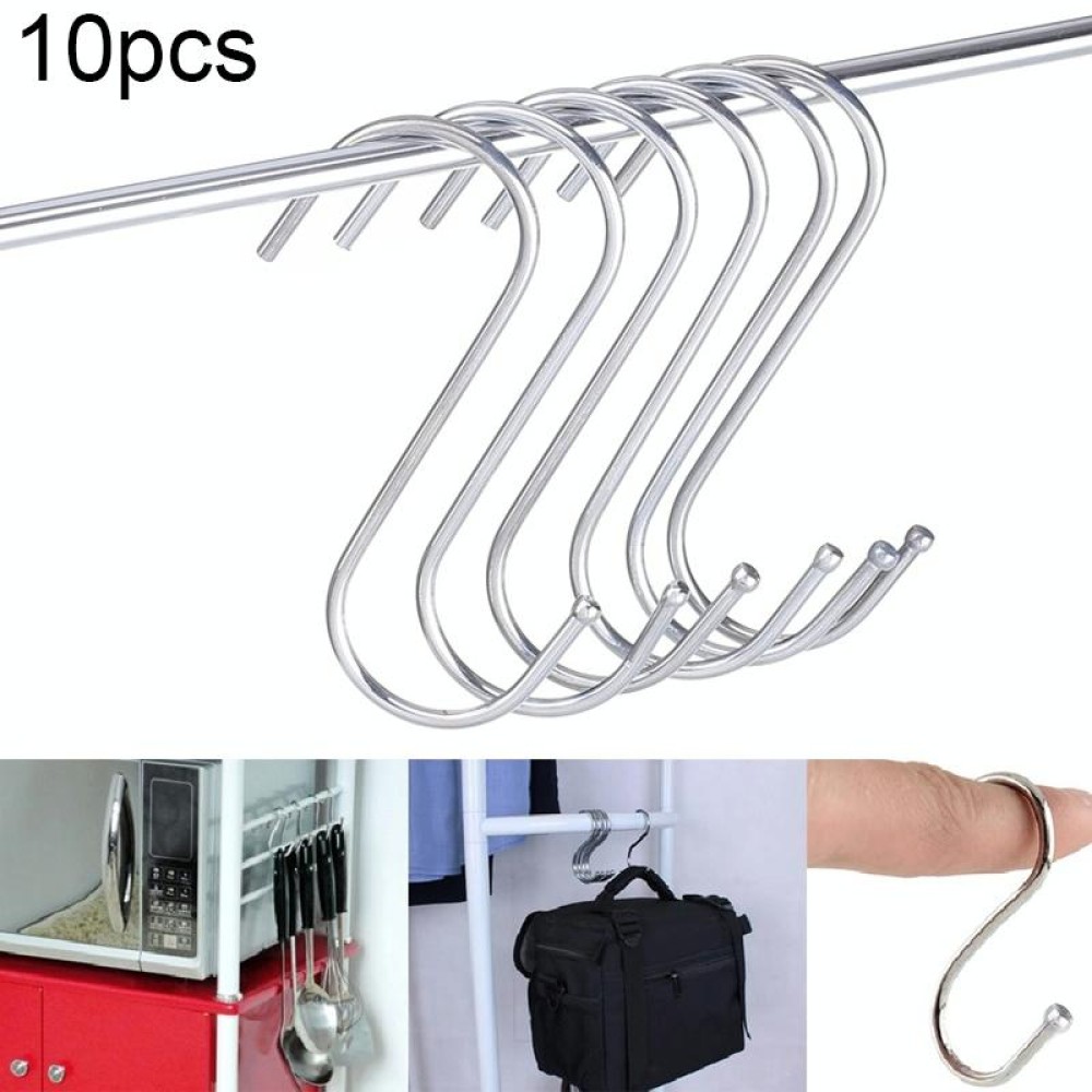 10pcs 3mm Multi-functional S-shaped Stainless Steel Metal Hook, Length: 9cm