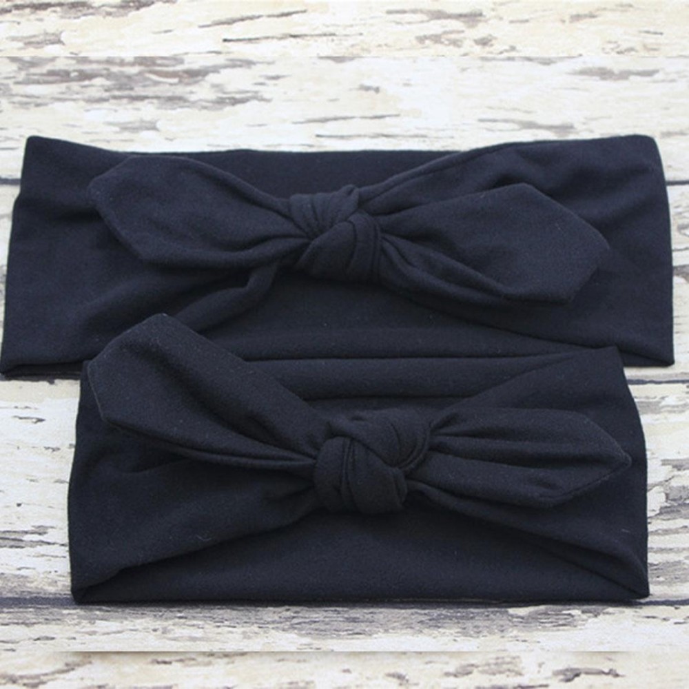 2 in 1 Mom and Baby Parent-child Creative Cute Bowknot Elastic Cotton Hair Band (Black)