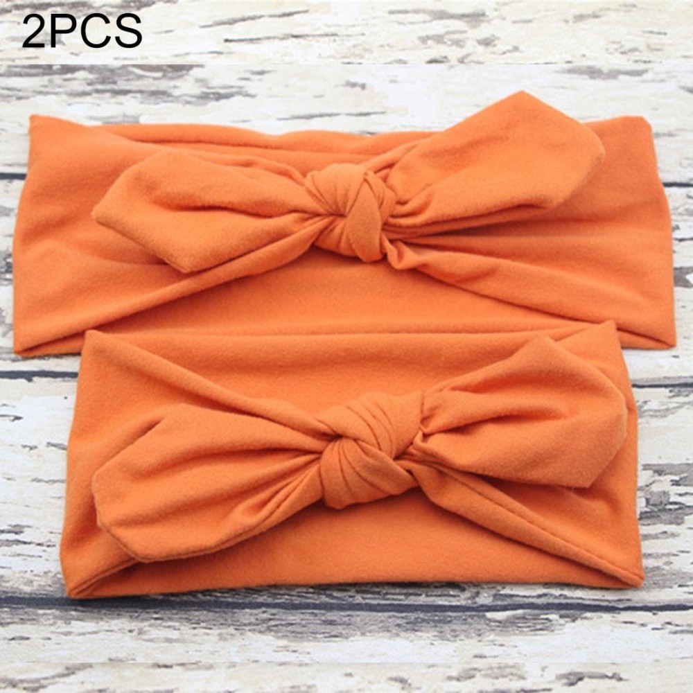 2 in 1 Mom and Baby Parent-child Creative Cute Bowknot Elastic Cotton Hair Band (Orange)