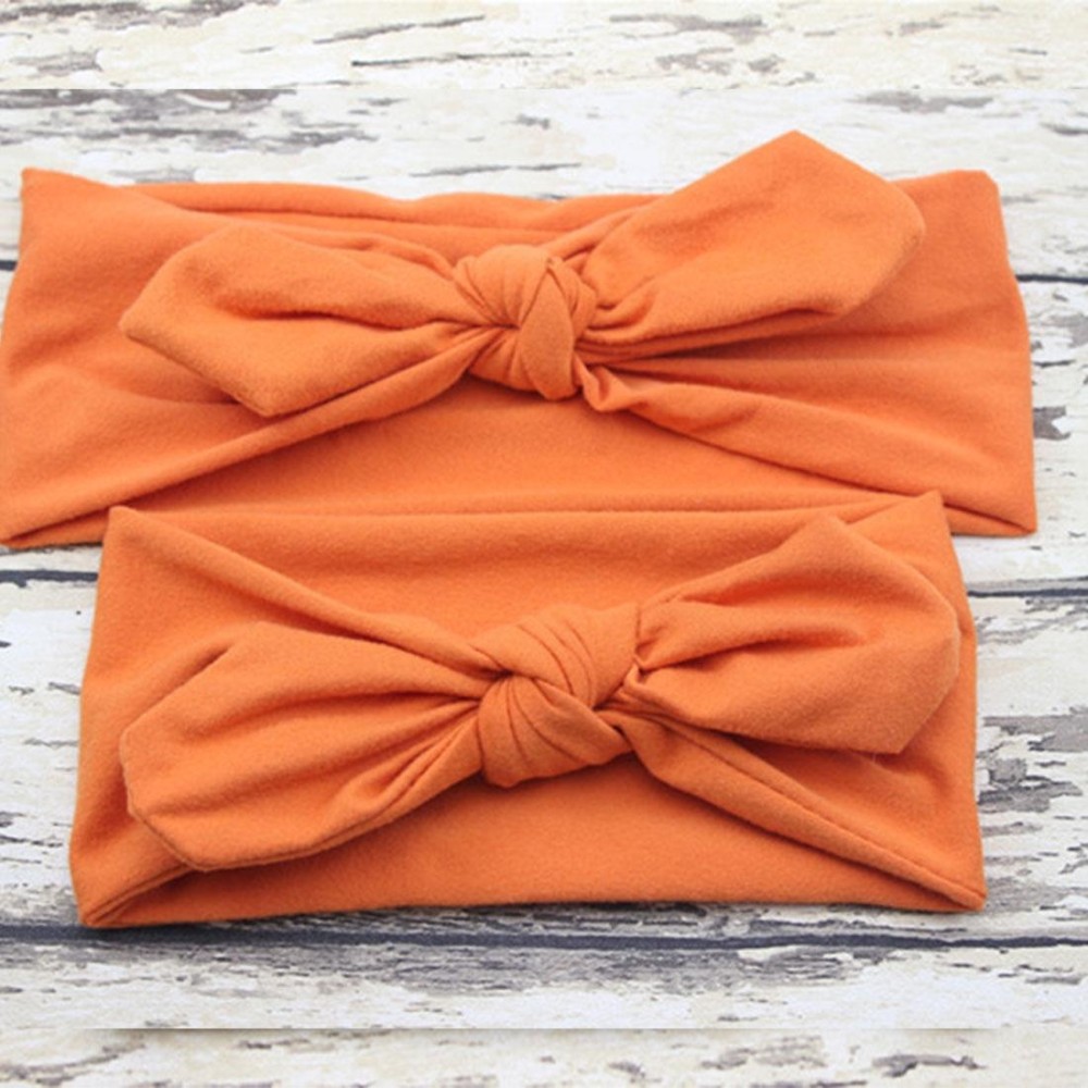 2 in 1 Mom and Baby Parent-child Creative Cute Bowknot Elastic Cotton Hair Band (Orange)