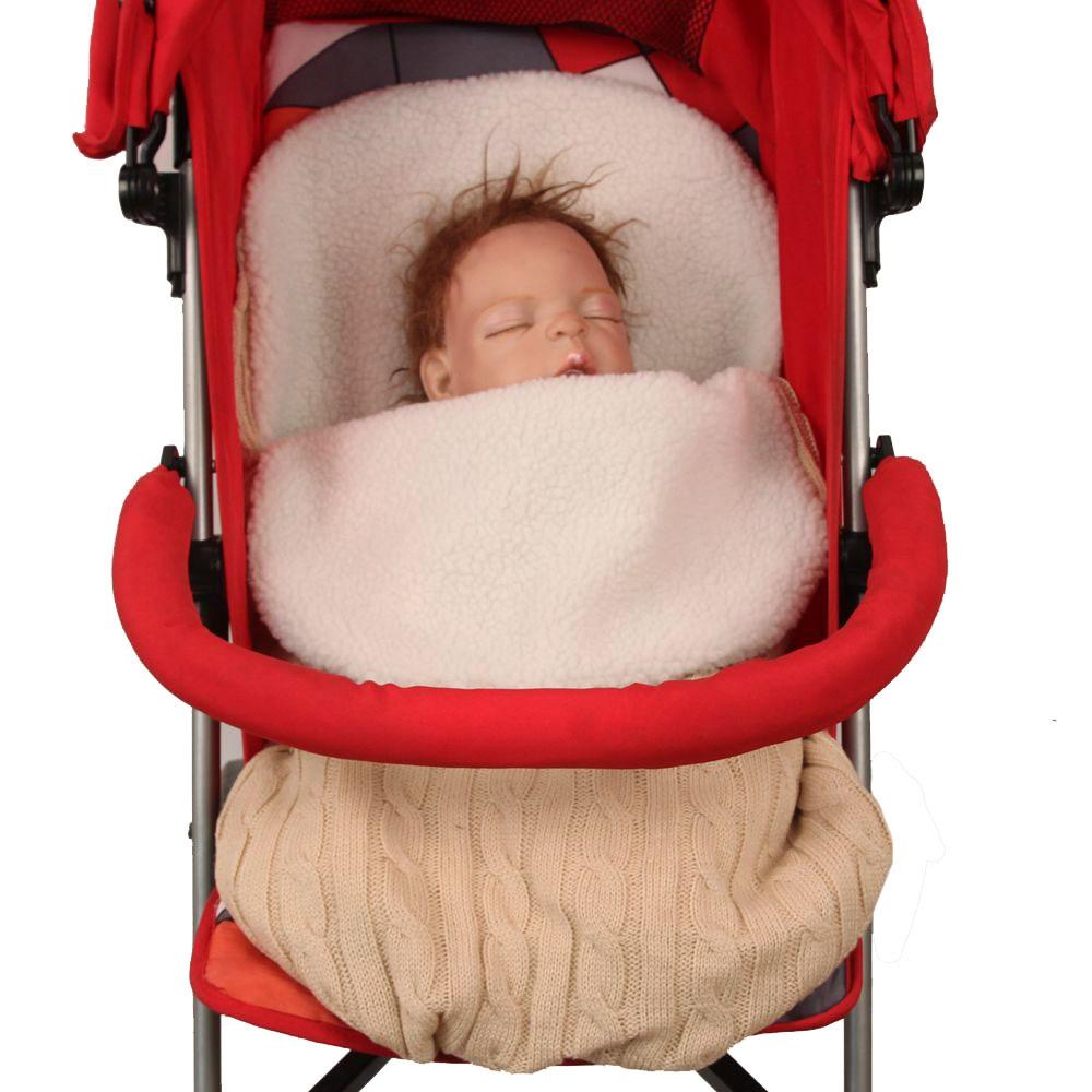 Thick Baby Swaddle Wrap Knit Envelope Sleeping Bag Newborn Infant Warm Bands Indoor Infant Stroller Sleeping Bag (Beige)