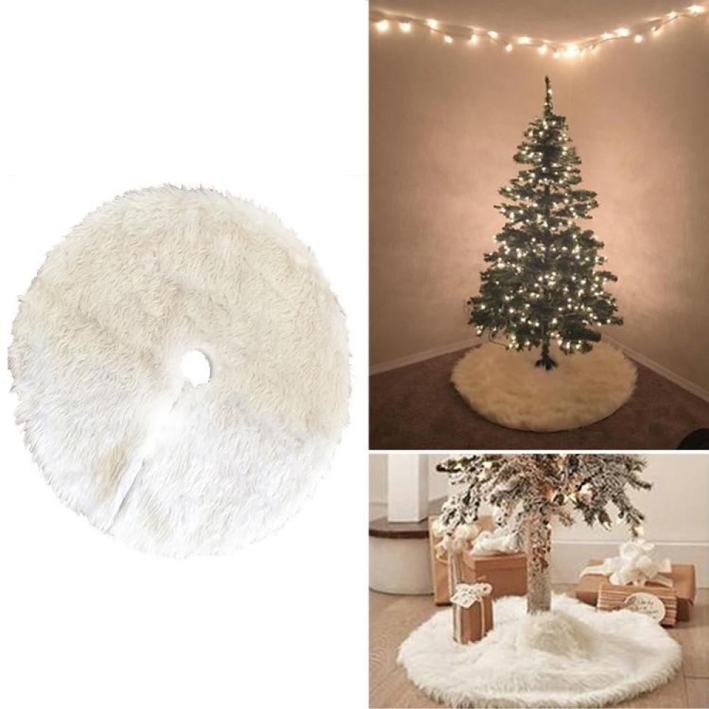 Christmas Tree Plush Skirt White Round Ornament Decoration, Diameter: 78cm(White)