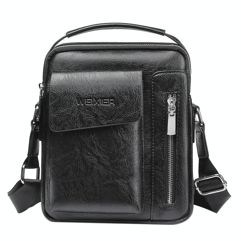 Universal Fashion Casual Men Shoulder Messenger Bag Handbag, Size: L (24cm x 20cm x 6cm)(Black)