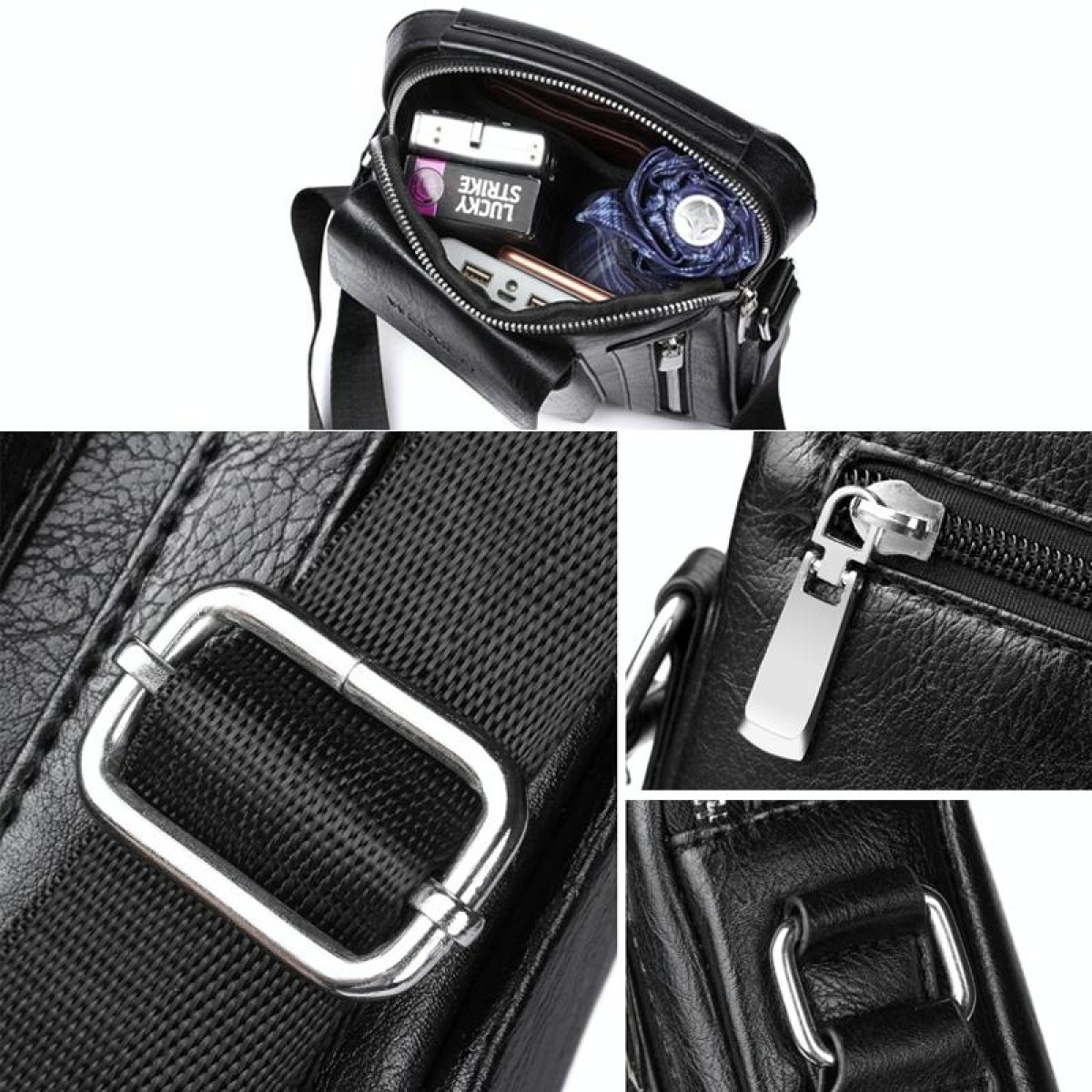 Universal Fashion Casual Men Shoulder Messenger Bag Handbag, Size: L (24cm x 20cm x 6cm)(Black)