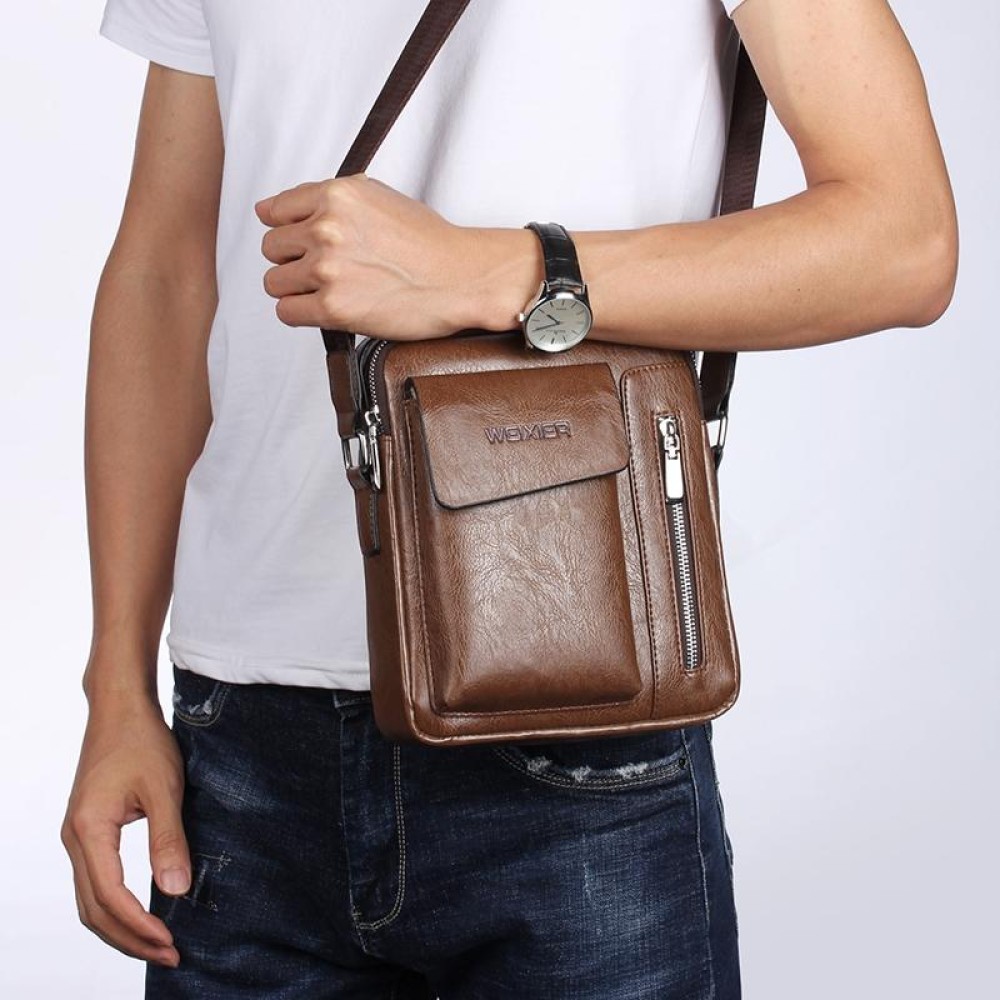Universal Fashion Casual Men Shoulder Messenger Bag Handbag, Size: L (24cm x 20cm x 6cm)(Khaki)