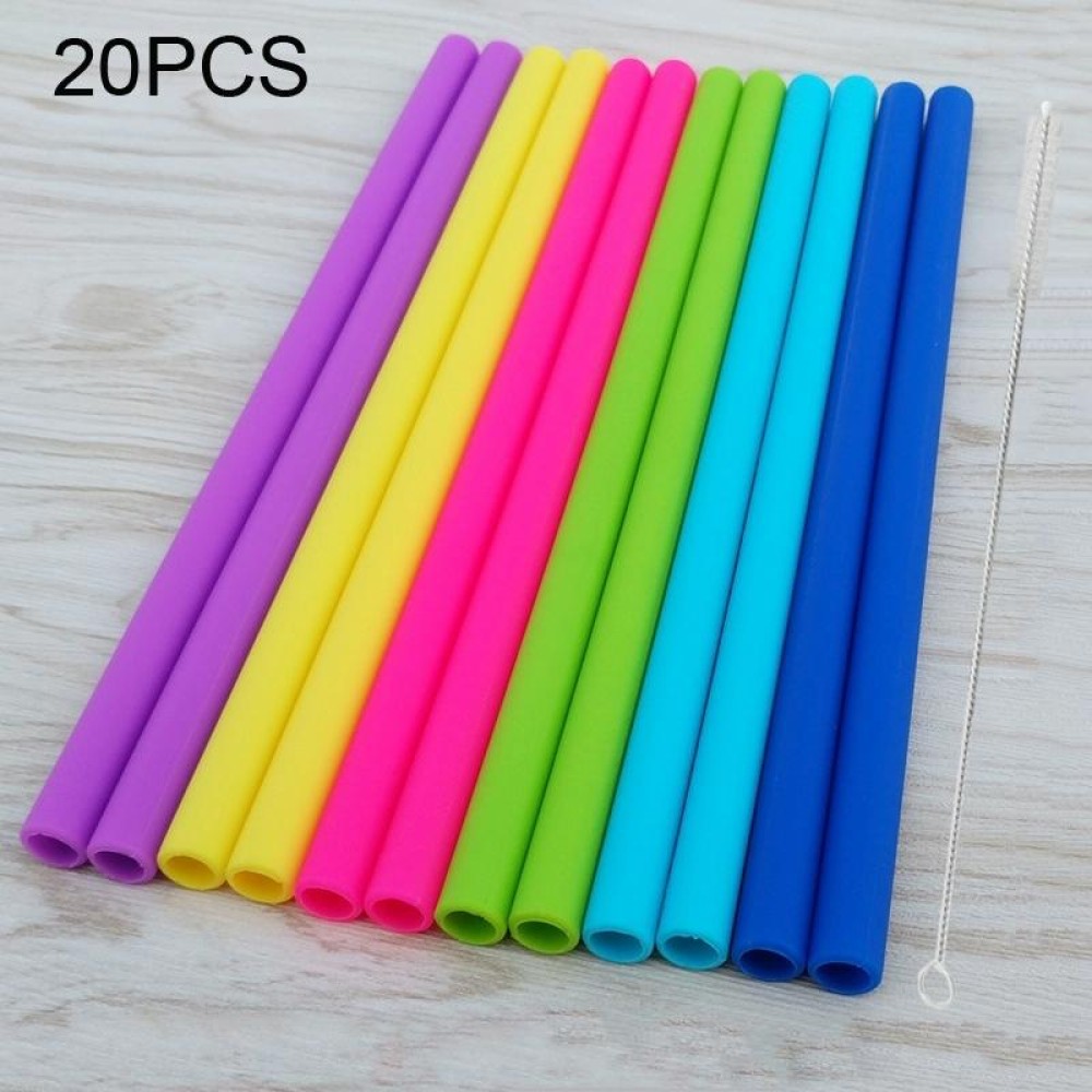 5pcs Food Grade Silicone Straws Cartoon Colorful Drink Tools with 1 Brush, Straight Pipe, Length: 14cm, Outer Diameter: 10mm, Inner Diameter: 8.5mm, Random Color Delivery