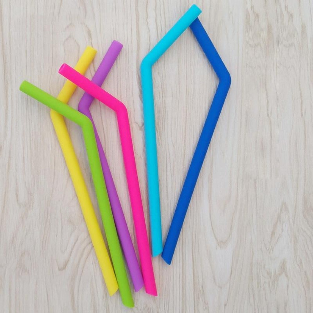 5 PCS Food Grade Silicone Straws Cartoon Colorful Drink Tools with 1 Brush, Slim Bend Pipe, Length: 25cm, Outer Diameter: 7.8mm, Inner Diameter: 5mm, Random Color Delivery