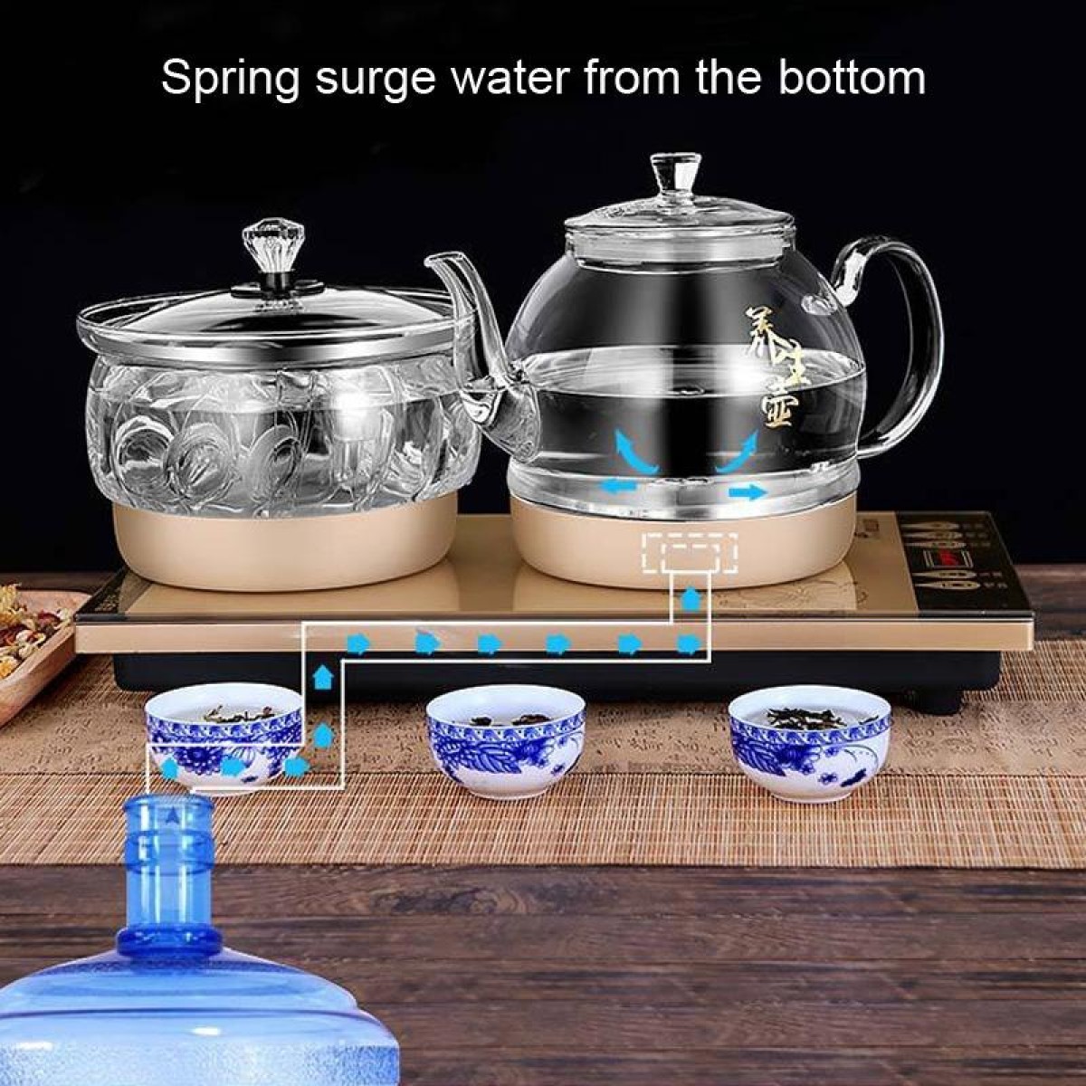 Pumping Type Automatic Add Water Full Intelligent Electric Glass Kettle Pumping Boiled Tea Stove Set