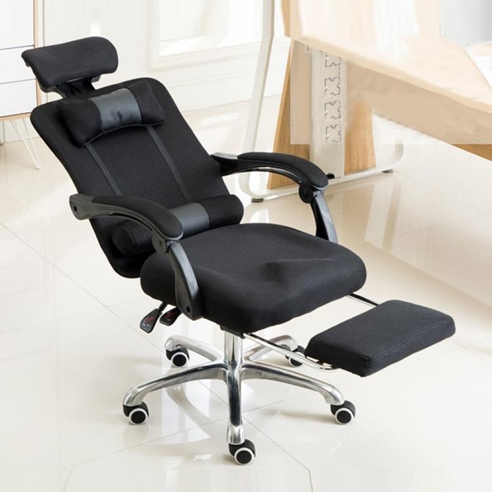 RC-10-1 Computer Chair Office Chair Home Esports Net Cloth Lifted Rotated Footrest Reclining Chair with Steel Feet(Black)