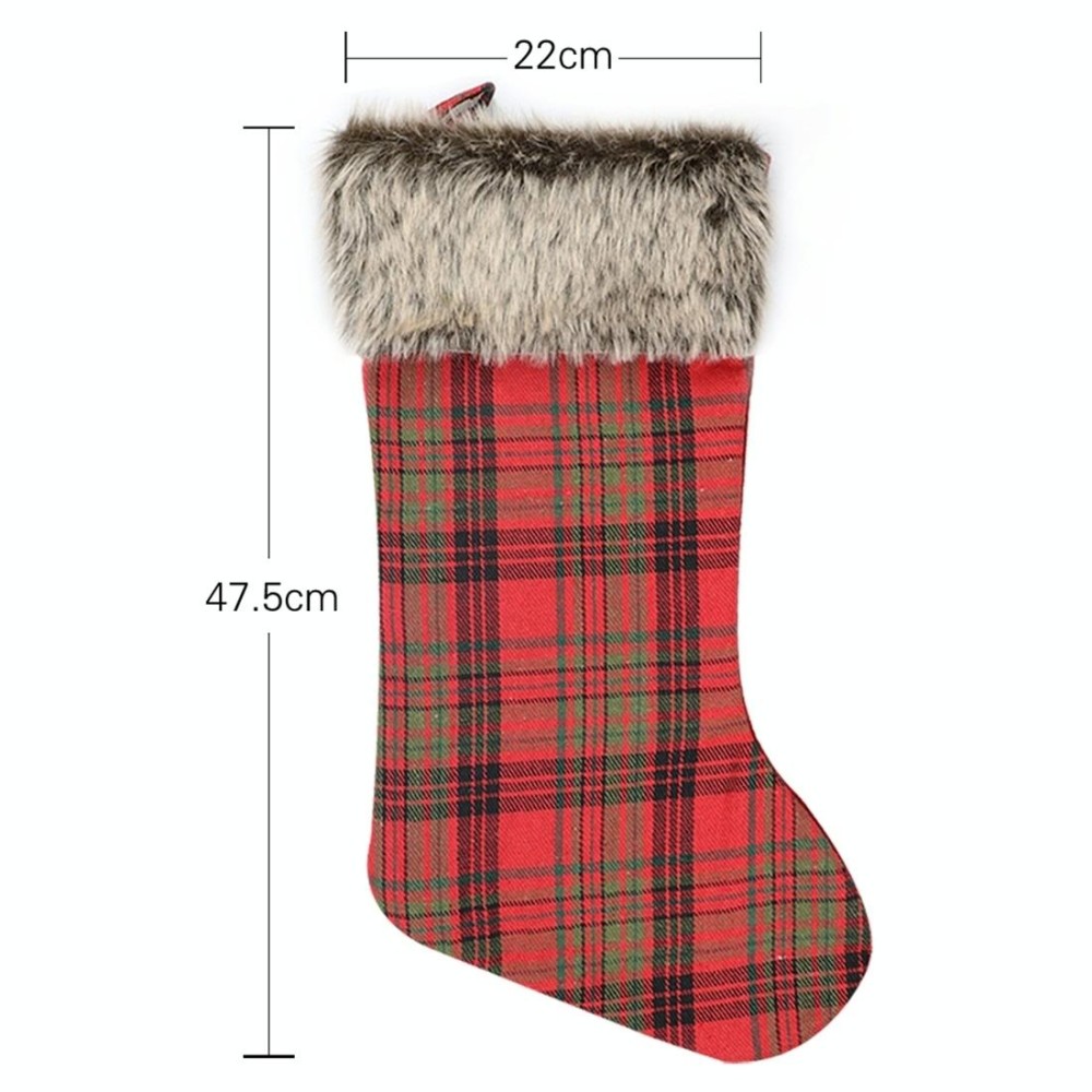 CX20201 Christmas Grid Plush Sock Gift Bag Christmas Tree Pendant Decoration