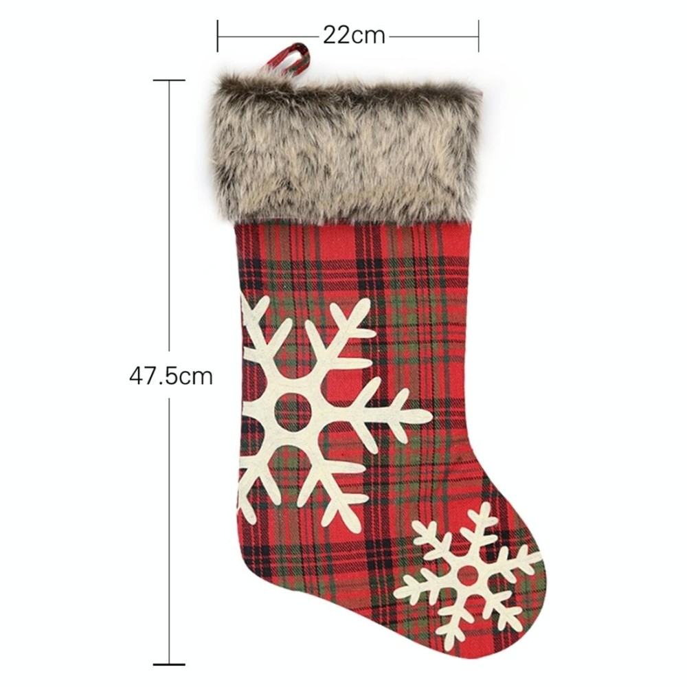 CX20202 Christmas Snowflake Plush Sock Gift Bag Christmas Tree Pendant Decoration