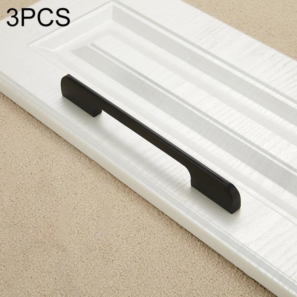2PCS 2049-160 Drawer Cabinet Door Aluminum Alloy Handle Straight Door Handle(Black)