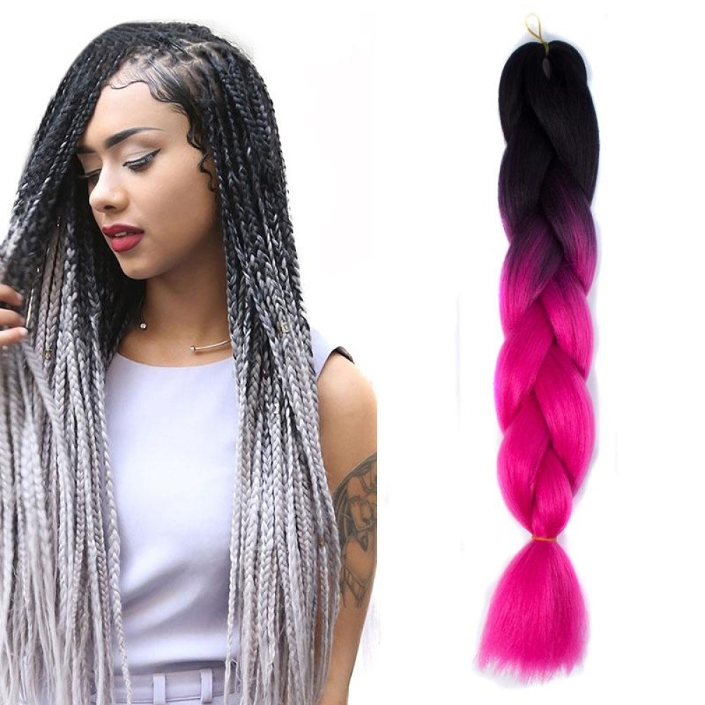 Fashion Color Gradient Individual Braid Wigs Chemical Fiber Big Braids, Length: 60cm(01Black+Rose Red)