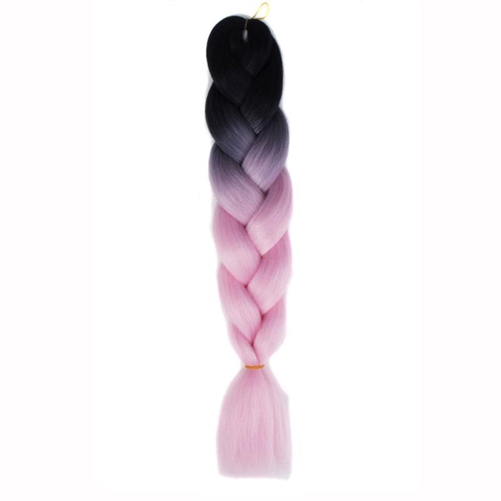 Fashion Color Gradient Individual Braid Wigs Chemical Fiber Big Braids, Length: 60cm(02Black+Pink)