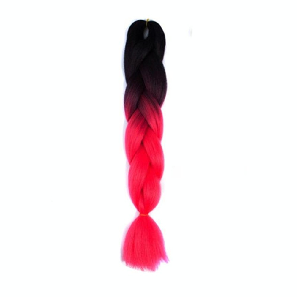 Fashion Color Gradient Individual Braid Wigs Chemical Fiber Big Braids, Length: 60cm(03Black+Peach Red)