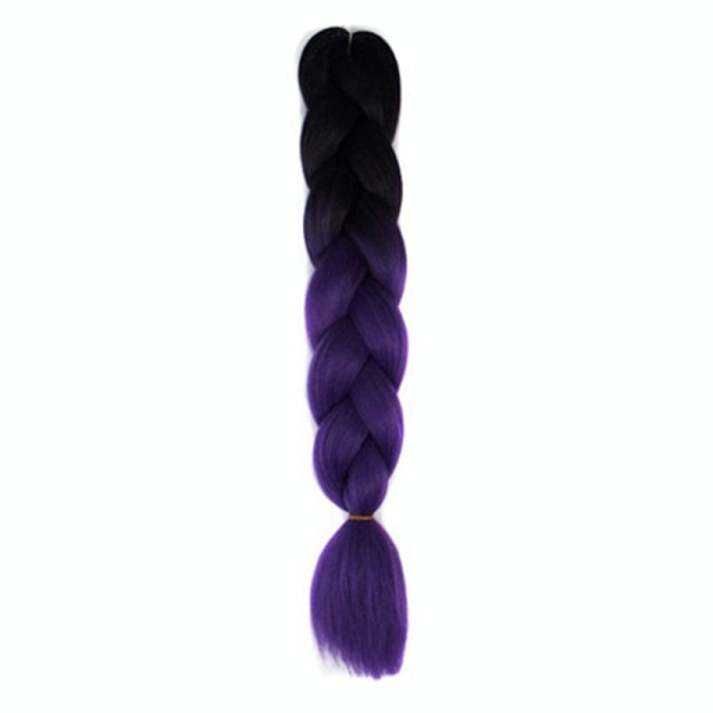 Fashion Color Gradient Individual Braid Wigs Chemical Fiber Big Braids, Length: 60cm(06Black+Purple)