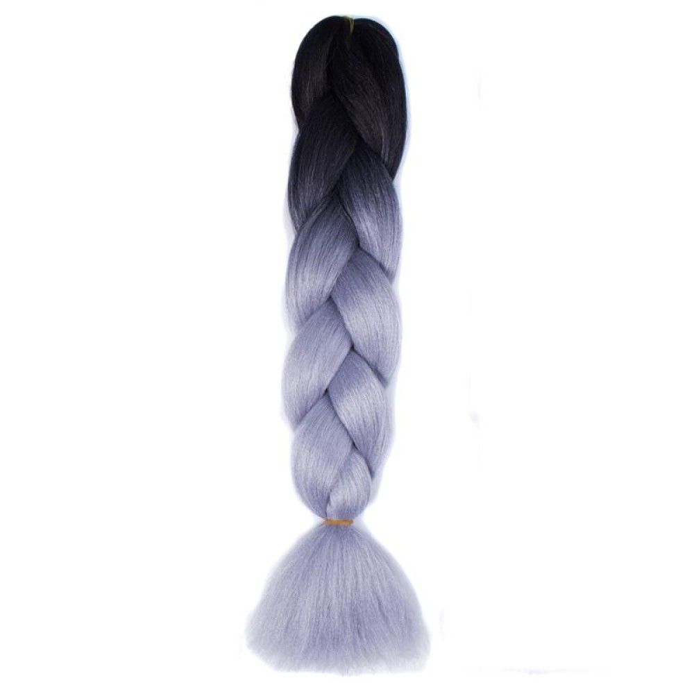 Fashion Color Gradient Individual Braid Wigs Chemical Fiber Big Braids, Length: 60cm(15Black+Silver Grey)
