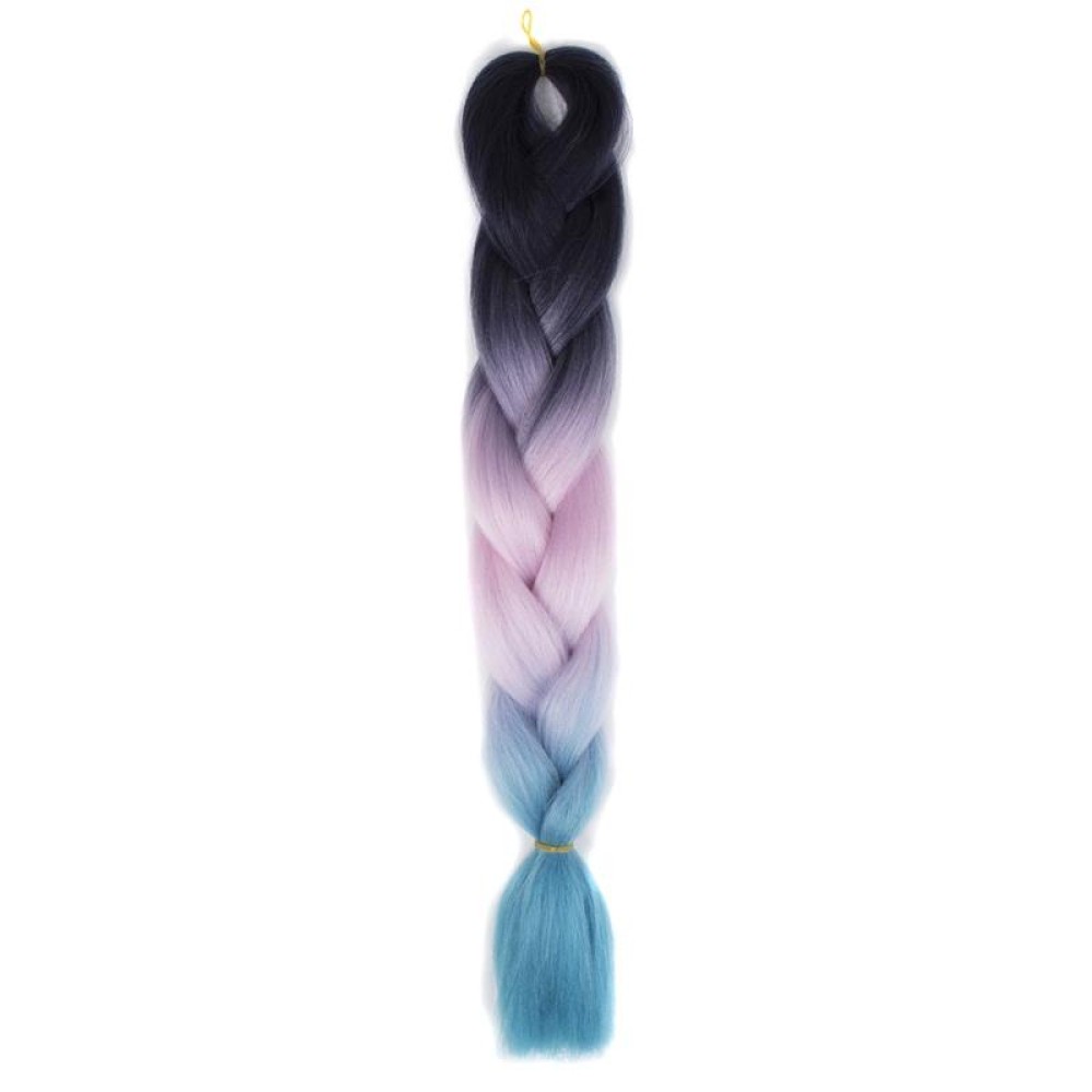 Fashion Color Gradient Individual Braid Wigs Chemical Fiber Big Braids, Length: 60cm(28Black+Pink+Lake Blue)