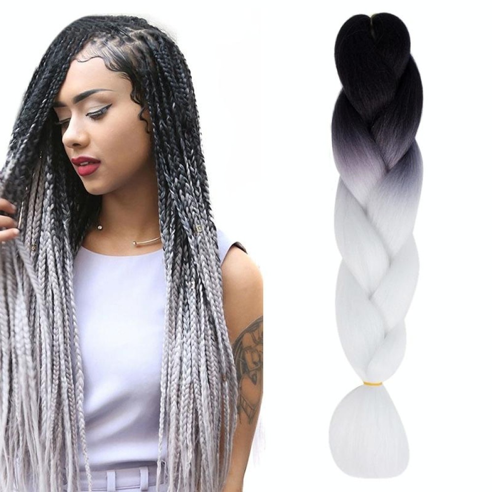 Fashion Color Gradient Individual Braid Wigs Chemical Fiber Big Braids, Length: 60cm(54Black+White)