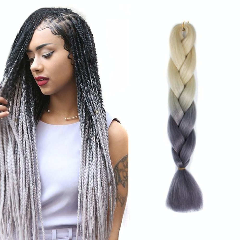 Fashion Color Gradient Individual Braid Wigs Chemical Fiber Big Braids, Length: 60cm(59Beige+Grey)