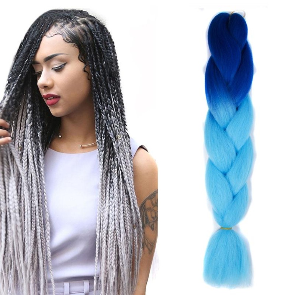 Fashion Color Gradient Individual Braid Wigs Chemical Fiber Big Braids, Length: 60cm(18Navy Blue+Sky Blue)