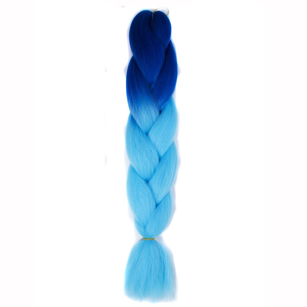 Fashion Color Gradient Individual Braid Wigs Chemical Fiber Big Braids, Length: 60cm(18Navy Blue+Sky Blue)