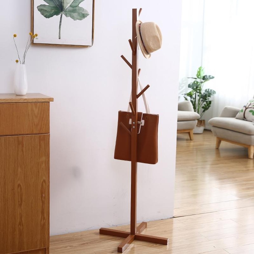 Creative Tree-shaped Solid Wood Floor Hatstand Clothes Hanging Rack,Size: 165x50x5cm(Coffee)