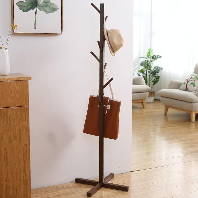 Creative Tree-shaped Solid Wood Floor Hatstand Clothes Hanging Rack,Size: 165x50x5cm (Dark Coffee)