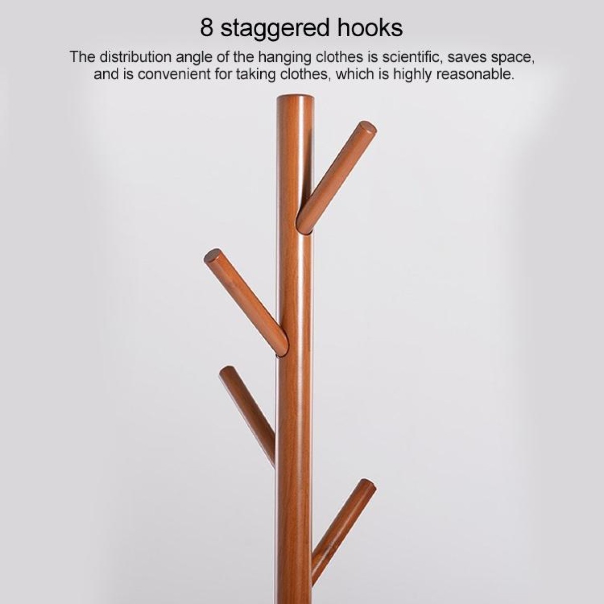 Creative Tree-shaped Solid Wood Floor Hatstand Clothes Hanging Rack,Size: 176x48x48cm (Coffee)