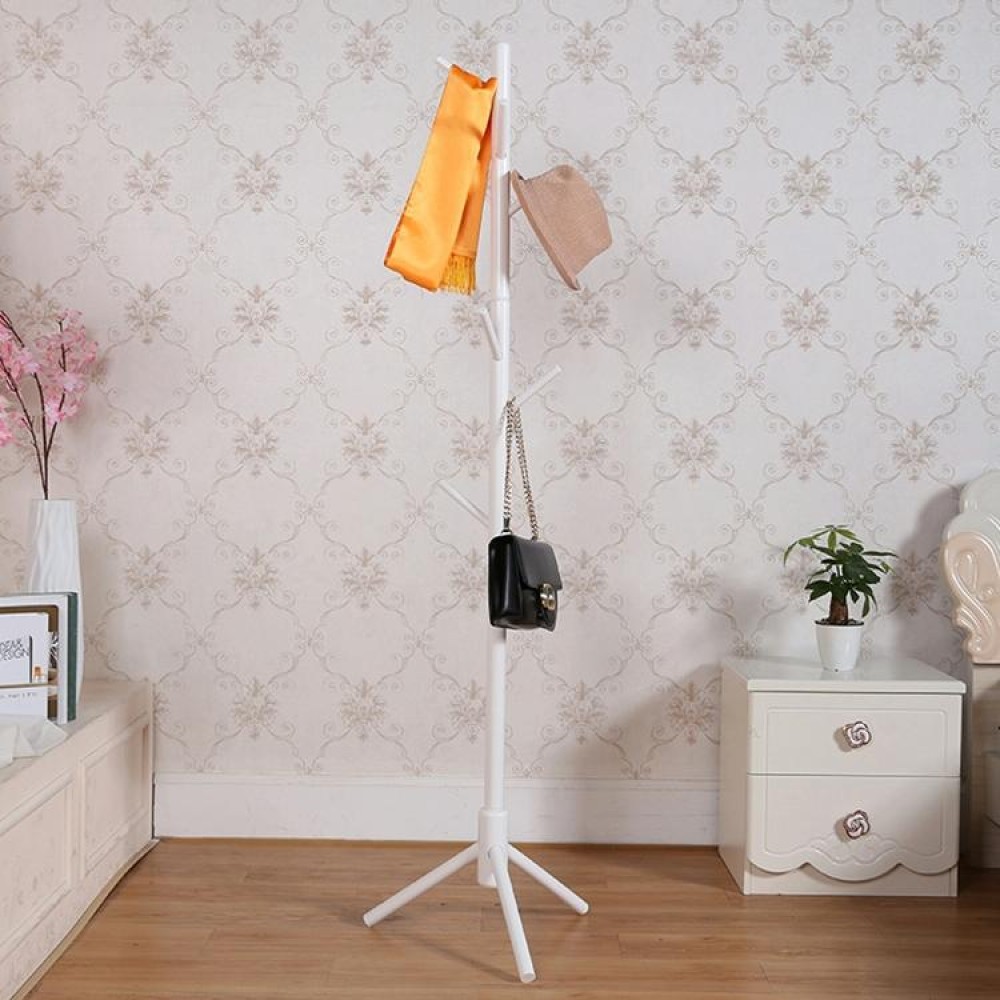 Creative Tree-shaped Solid Wood Floor Hatstand Clothes Hanging Rack,Size: 176x48x48cm (White)