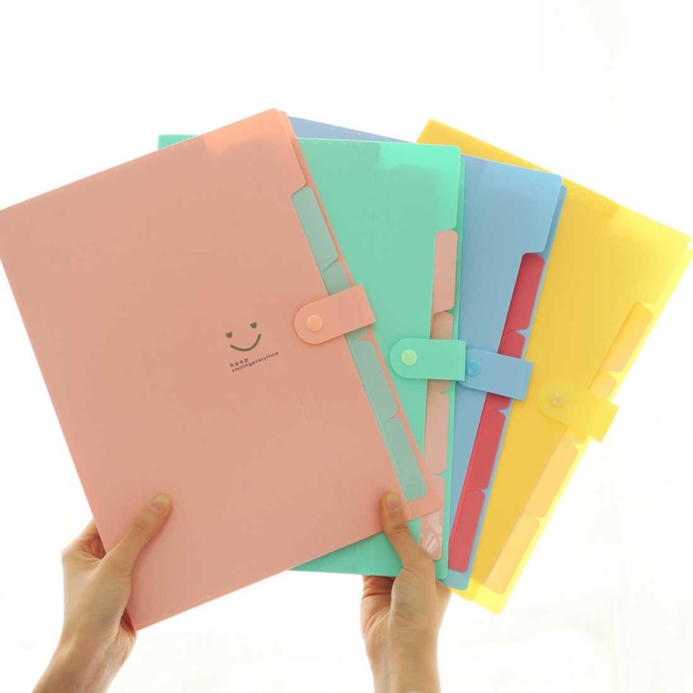 Candy Color Document Bag Multilayer 5 Into the Folder, Random Color Delivery
