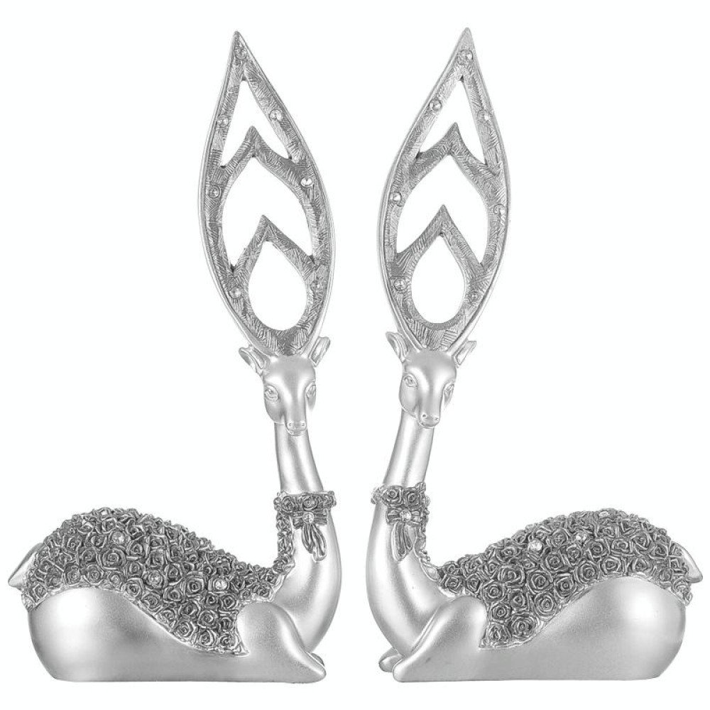 Creative European Style Sika Deer Resin Ornaments Gift Home Decor, Size:28.5*14*7cm(Silver)
