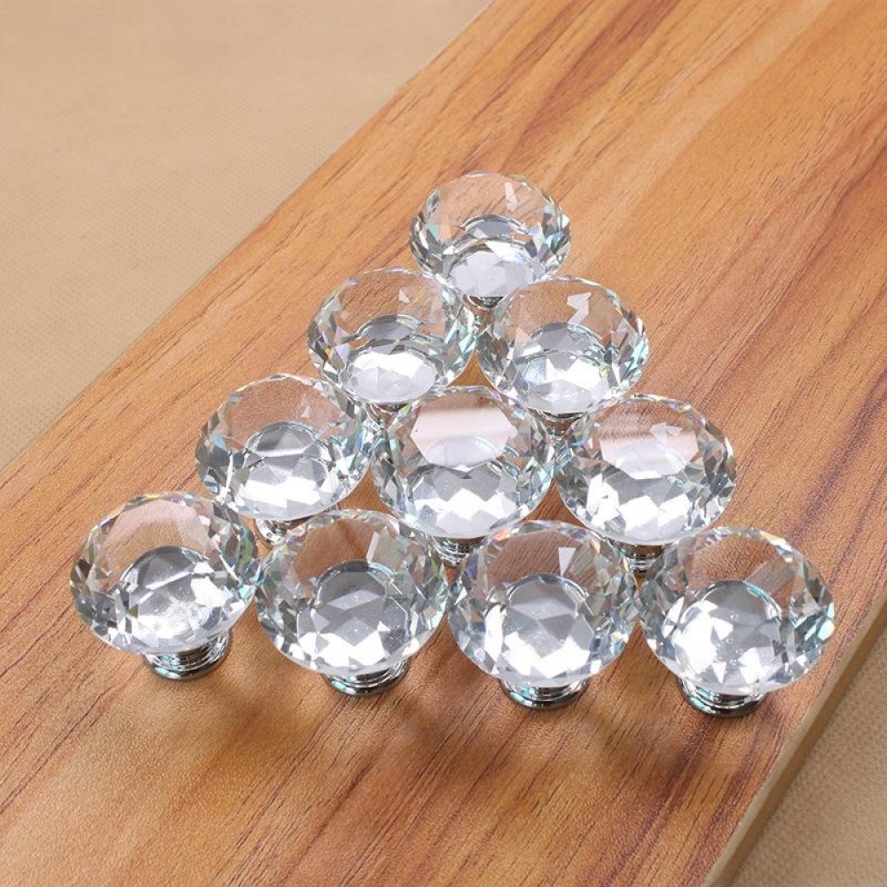 30mm K9 Clear Crystal Glass Chromium-plated One-hole Drawer Handle(Transparent)
