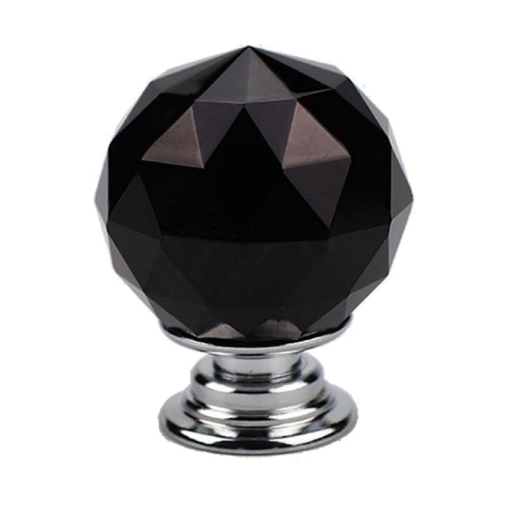 30mm K9 Plated Transparent Glass Crystal Spherical Single Hole Drawer Handle(Black)
