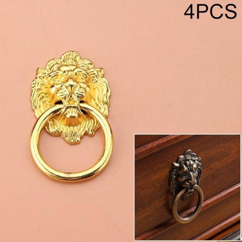 Classical Single Hole Lion Head Wardrobe Medicine Cabinet Handle(Gold)
