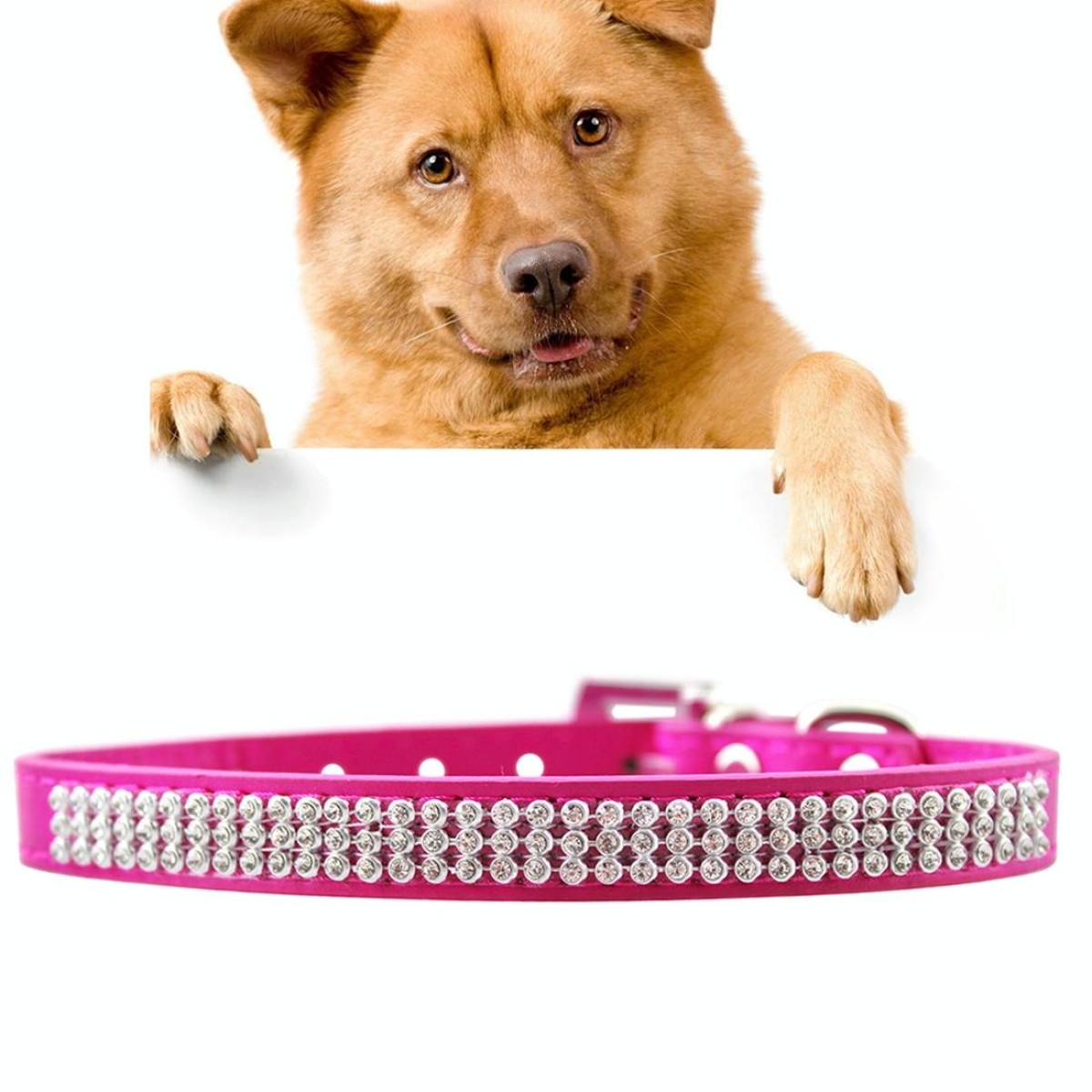 PU Diamond Studded Pet Collar Dog Collar Pet Products, Size: S, 1.5 * 37cm(Magenta)