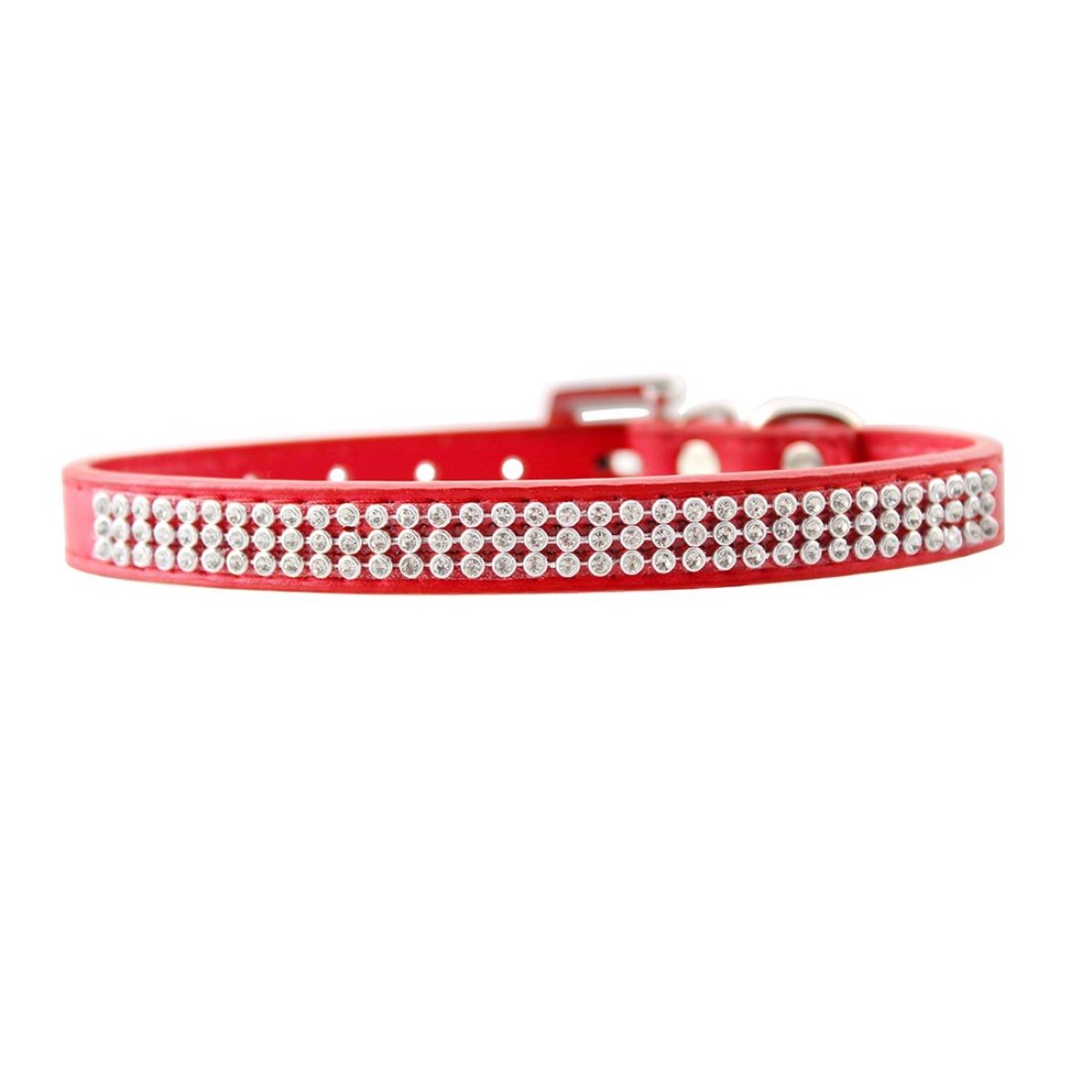 PU Diamond Studded Pet Collar Dog Collar Pet Products, Size: M, 2 * 42cm(Red)