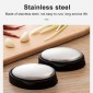 2 PCS Portable Cleaning Stainless Steel Oval Hand Soap Eliminating Odour Remover with Base, Random Style Delivery
