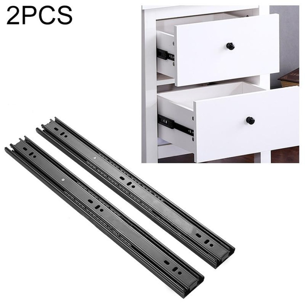 2pcs / Pair 10 inches 3-section Mute Cold Rolled Steel Sliding Drawer Slides Ball Slide Rail Length: 25cm