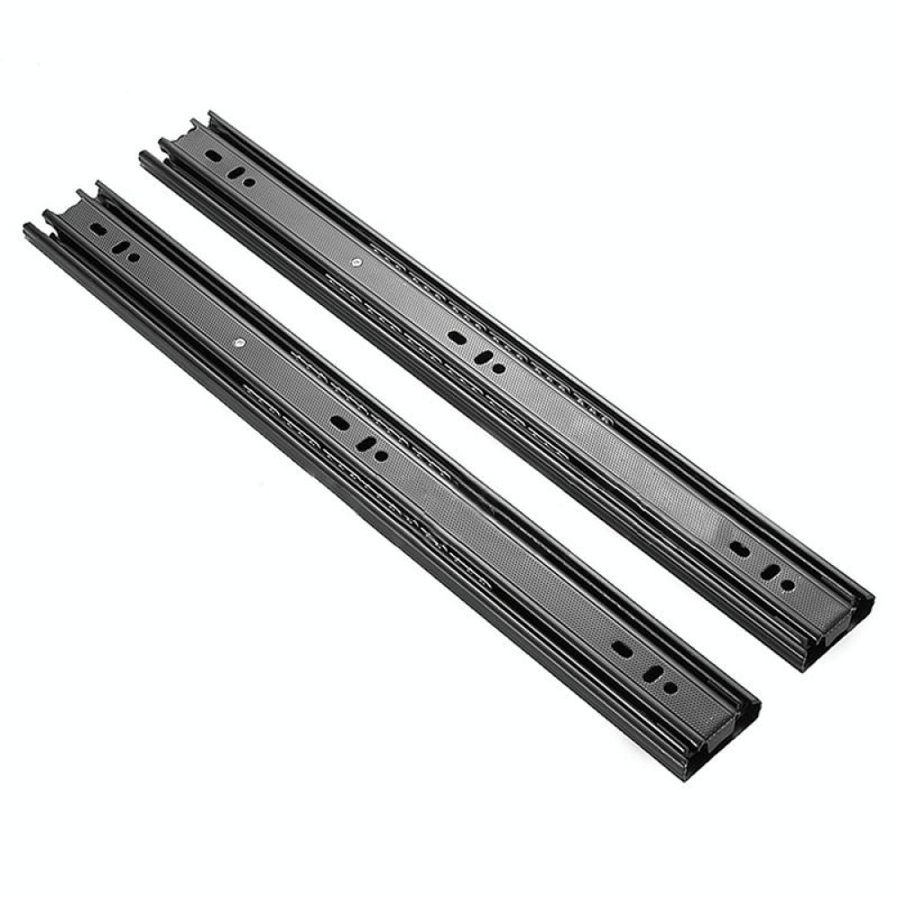 2pcs / Pair 14 inches 3-section Mute Cold Rolled Steel Sliding Drawer Slides Ball Slide Rail Length: 35cm